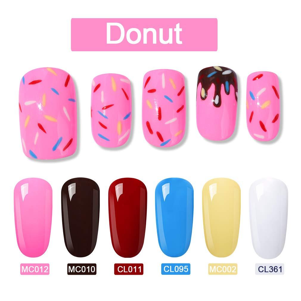 LagunaMoon Gel Nail Polish Set - 6 Colours Pink Brown Red Blue Yellow White High-Shine Kit Nail Gel Polish for Salon Quality DIY Manicure - UV LED Soak Off Lacquer Kit Varnish Manicure & Pedicure 1