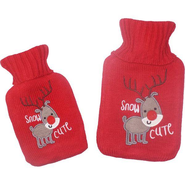 Pangmao Hot Water Bottle with Knitted Cover, 1L Rubber Hot Water Bag for Bed, Hand, Feet Warmer, Hot and Cold Therapy 0