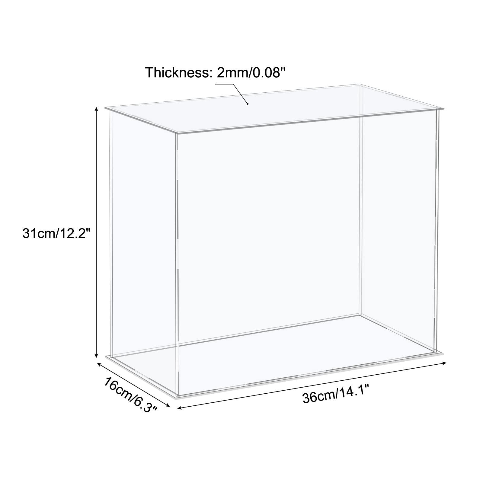 sourcing map Acrylic Display Case Plastic Box Cube Storage Box Clear Assemble Showcase 36x16x31cm for Collectibles 1
