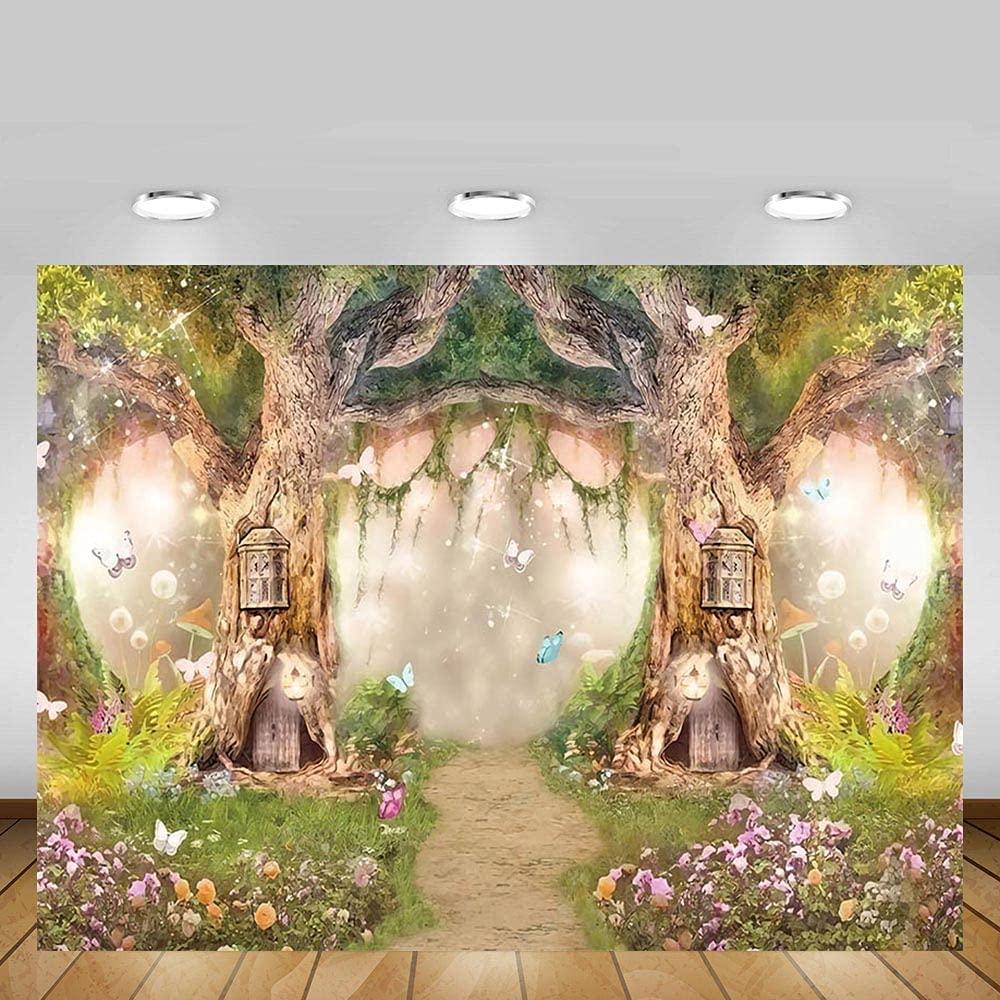 MEHOFOND 7x5ft Fairytale Forest Backdrops Wonderland Princess Photography Props Enchanted Fairy Flower Photo Background for Party Decoration Wallpaper Photo Shoots Studio Booth 3