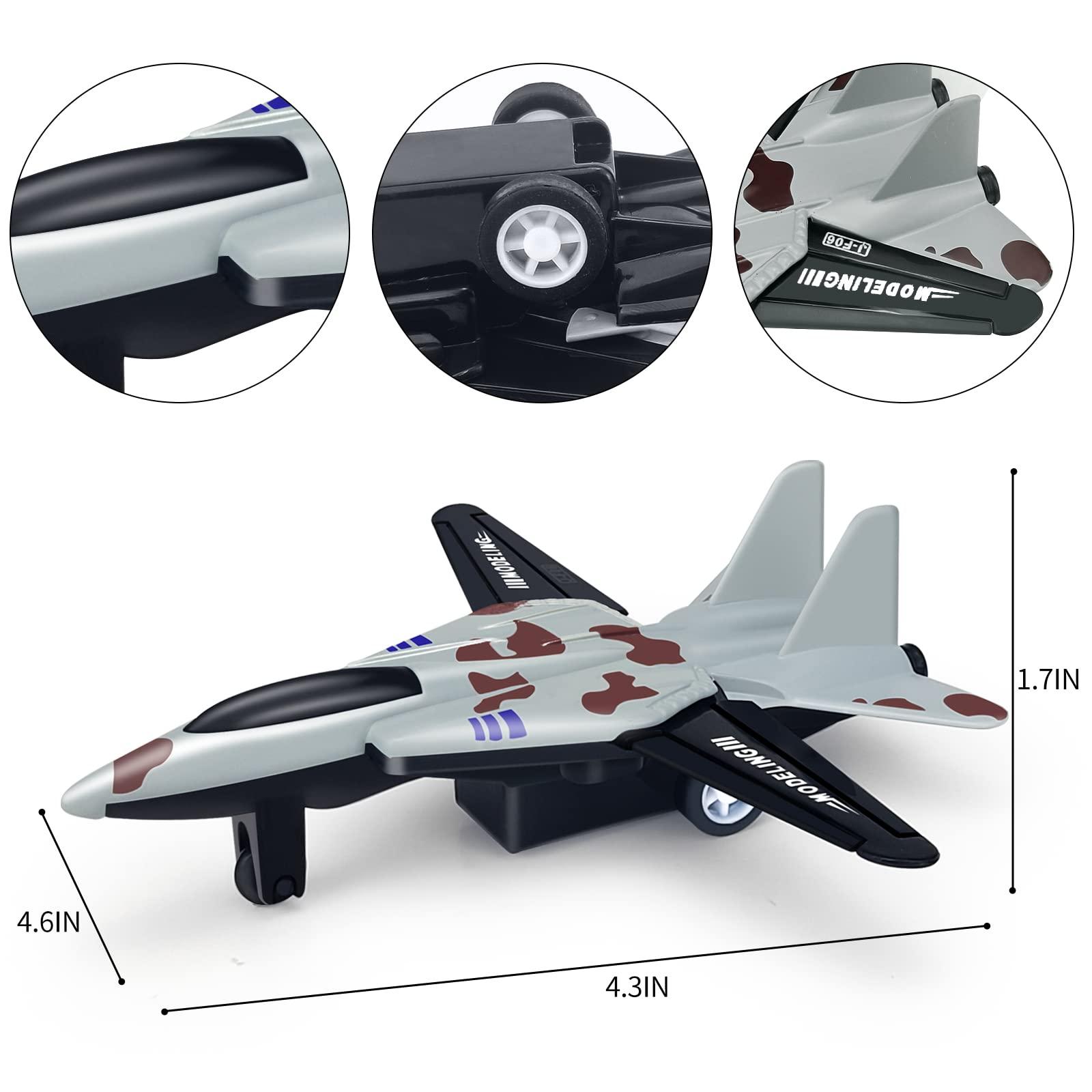 Tcvents 8 Pack Airplane Toys for 3 4 5 6 Year Boys, Pull Back Metal Military Plane Toys Die Cast Plane Models Kids' Play Vehicles Toy Airplanes for Kids Birthday Party Favors 3