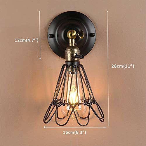 2 Pcs Industrial Wall Lights - Metal Cage Wall Light Black Lampshade Adjustable Wall Lamp E27 Wall Lighting Fixtures for Home Decor Bedroom Bedside Living Room Indoor… 2