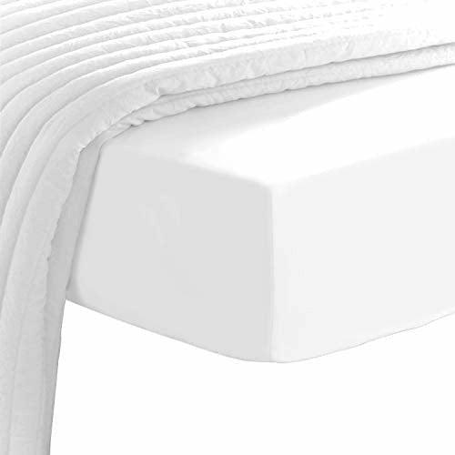 Pizuna Cotton 400 Thread Count - 100% Long Staple Cotton Double Fitted Bed Sheet - Sateen White 0