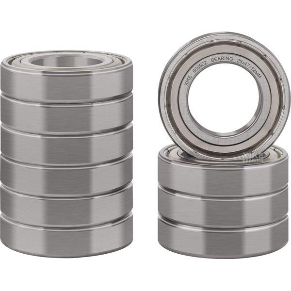 XIKE 10 pcs 6007ZZ Ball Bearings 35x62x14mm, Bearing Steel and Double Metal Seals, Pre-Lubricated, 6007-2Z Deep Groove Ball Bearing with Shields.