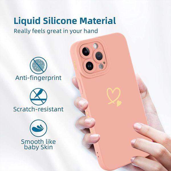 UZEUZA Compatible for iPhone 14 Pro Max Case 6.7-Inch, Fashion Cute Love-heart Shape iPhone 14 Pro Max Case for Grils Women Ladies Shockproof Silicone iPhone 14 Pro Max Cover 3