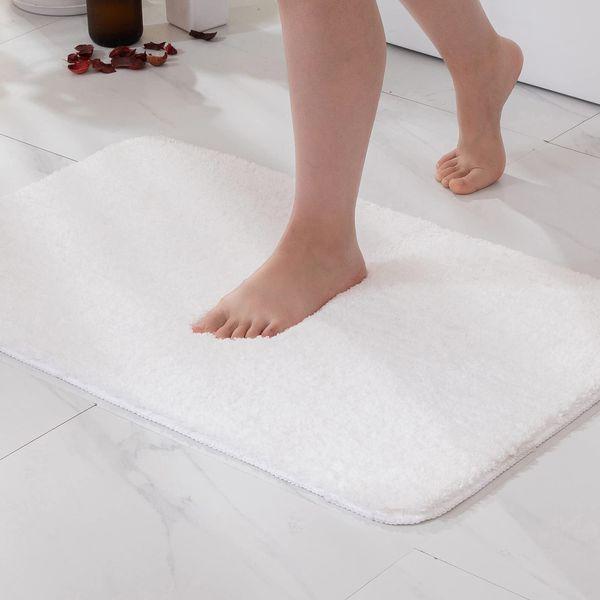 MIULEE Bath Mats Non Slip Bathroom Mats Shower Mat Absorbent Bathroom Rug Small Rug Door Mat Inside Kitchen Rugs Carpet Mat for Bathroom Bedroom Kitchen Entrance 50x80 cm White 1