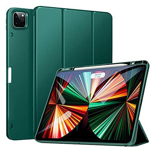 ZtotopCases for New iPad Pro 12.9 Inch Case 2021 5th Generation with Pencil Holder, [Auto Sleep/Wake+Full Body Protection] Soft TPU Back Cover for iPad 12.9" 5th Gen, Ink Green 0