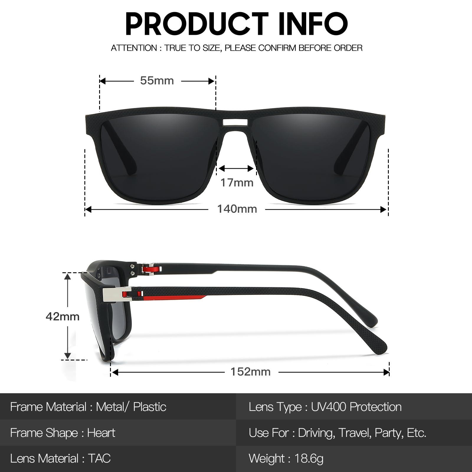 SODQW Polarised Sunglasses Mens: Rectangle Double Bridge Shades with Timeless UV400 Protection Classic Ultra Light Flexible TR90 Frame Sunglasses 1