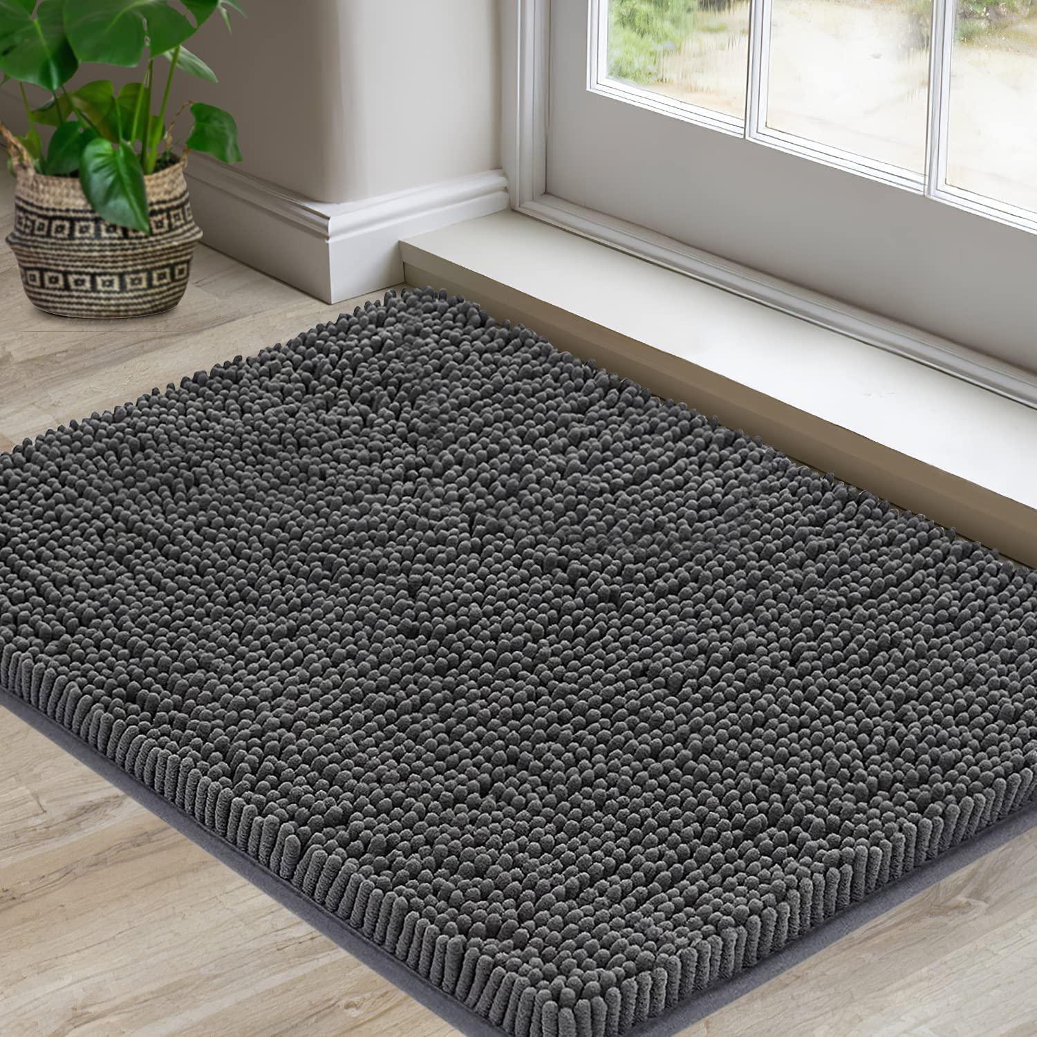 Foxcool Door Mats Indoor Bath Mat Non Slip Dirt Trapper Doormat Soft Absorbent Entrance Rug Floor Mat Indoor Mats for Front Back Door, Entryway,Bathroom,Pets and Dogs (Grey M, 50X80) 0