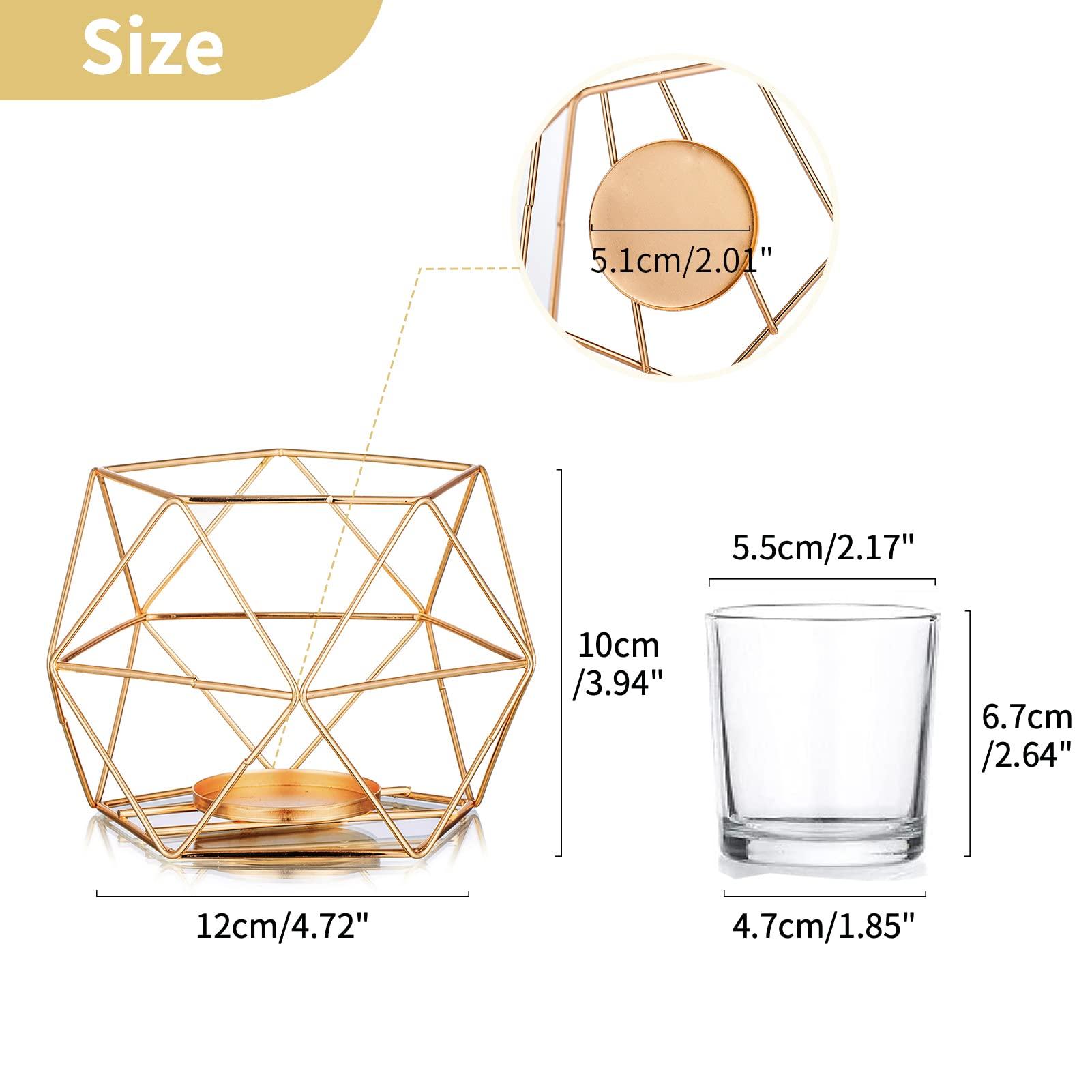 Nuptio Tea Light Candle Holders - Votive Candle Holder for Tealight & Pillar Candles Geometric Gold Candle Stand for Wedding Table Reception Decor Birthday Party Gifts Home Mantel Centrepieces, 6 Pcs 3