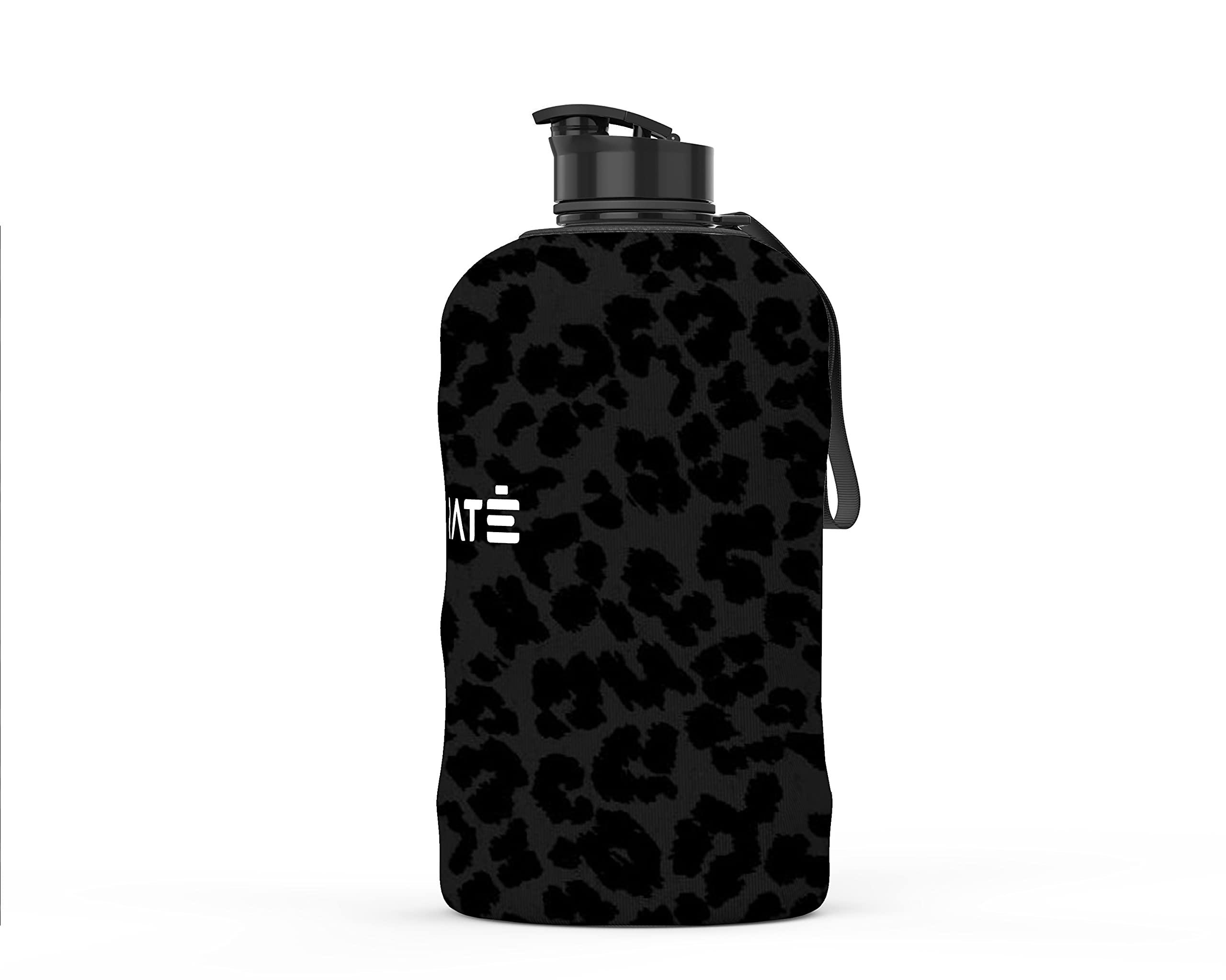 HYDRATE Black Leopard Prints Sleeve Accessory for 2.2 Litre Jug - Protective and Insulating Layer for XL Water Jugs - Insulated Cover for Gym Drinking Bottles - Ideal for Daily Use, Outdoors or Sports 1