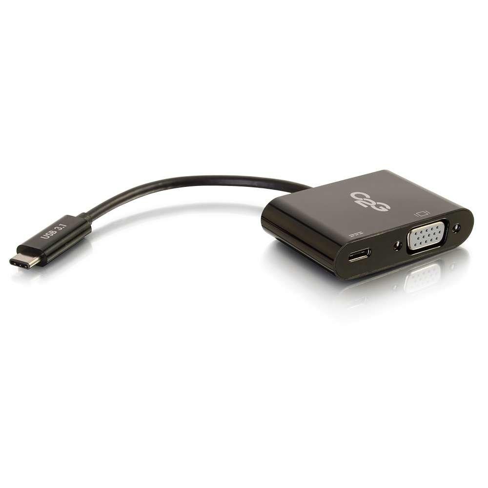 C2G USB-C to VGA and USB-C Charging Adapter Black, USB C to VGA for Mac and Lenovo Laptops 2