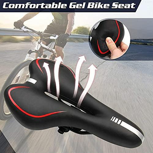 Cezmkio Mountain Bike Seat - Professional Bike Gel Seat, Comfortable Bike Saddle with Reflective Strips for Folding Bike, BMX, Road Bike (Clamp and 2pcs Wrenches Included) 3