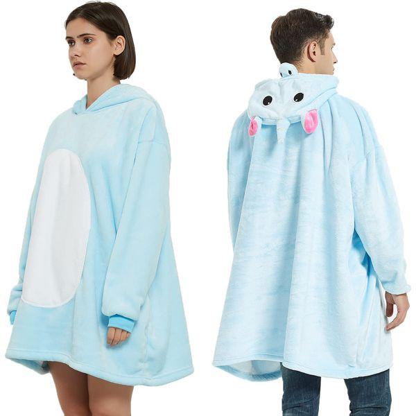 BALCONY & FALCON Animal Wearable Blanket Hoodie Oversized Warm Cozy Sherpa Hooded Sweatshirt Blanket as Gift for Adult Women Men Teen （Unicorn，L） 3