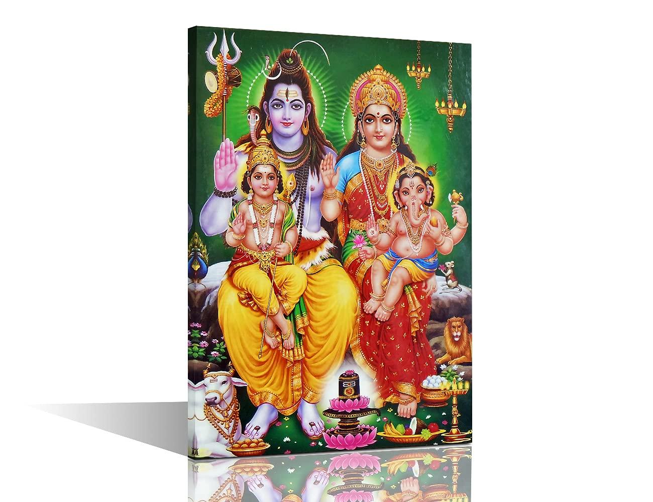 Canvas Wall Art Lakshmi Narasimha Wall Paintings 1 Piece Wall Decoration for Living Room Decor Hindu God Wall Pictures for Bedroom Poster and Print Stretched and Framed Ready to Hang (16''Wx 24''H) 0