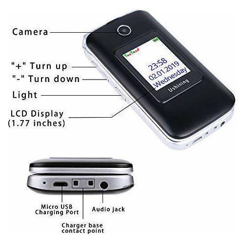 3G Big Button Basic Mobile Phones for Elderly, Dual Sim Free Flip up Mobile Phone Unlocked (Black) 3