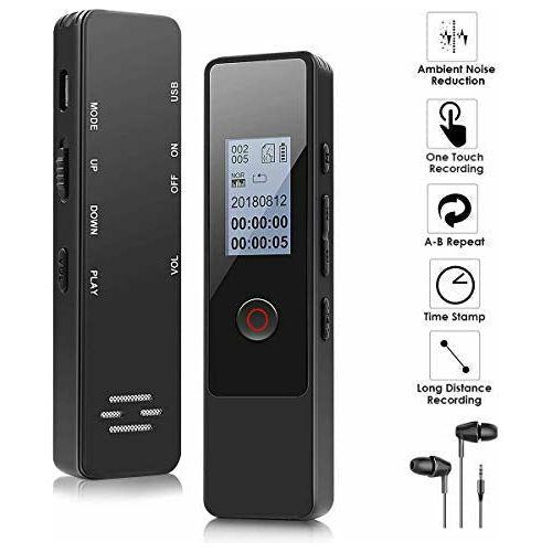 Digital Voice Recorder, SKEY USB 1536Kbps 8GB Music Dictaphone MP3 Player Microphone Audio Professional Recording Mac Compatible Rechargeable Pocket Dictation Machine Lectures Meetings 0