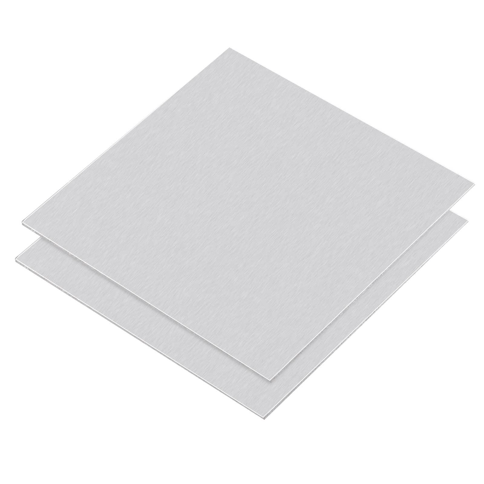sourcing map 1060 Aluminum Sheet, 300mm x 300mm Rectangle Aluminum Plate 1mm Thick Flat Metal Stock with Protective Film, 2Pcs