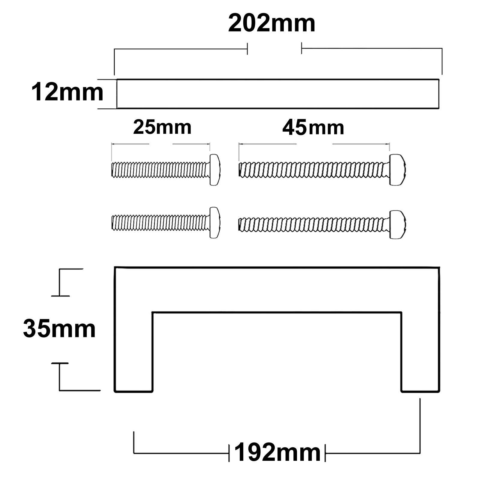 Probrico 10 PCS Square Bar Kitchen Cabinet Door Knob Stainless Steel Hole Spacing 192mm 7.5" Furniture Drawer Handle Cupboard Pull Bar Size 12mm*12mm 4