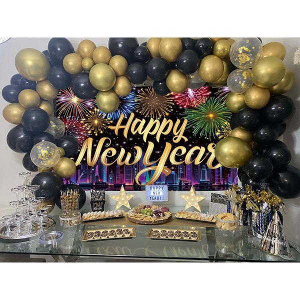 Happy New Year Backdrop New Year Party Photography Background Firework New Years Decoration Banner 2023 Fmily New Years Eve Party Supplies (8x6FT) 3