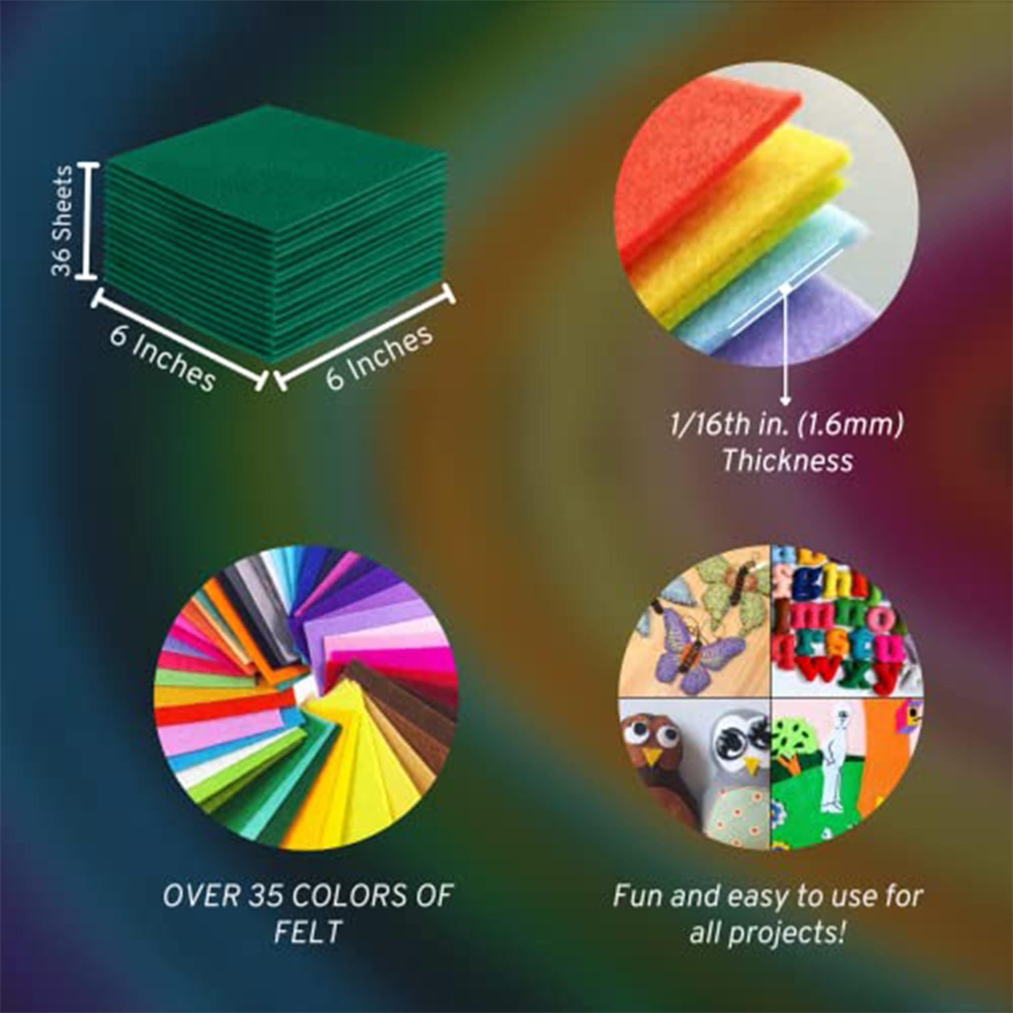 FabricLA Acrylic Felt Sheets for Crafts - Soft Precut 6" X 6" Inches (15cm X 15cm) Felt Squares - Use Felt Fabric Craft Sheets for DIY, Hobby, Costume, and Decoration - Kelly Green, 36 Pieces 2