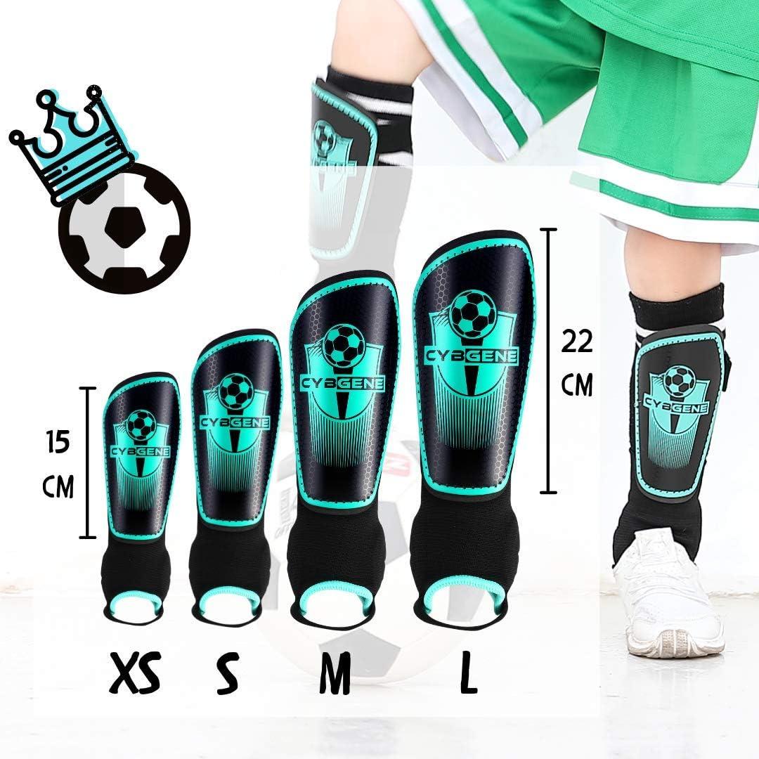 CybGene Shin Pads for Kids Junior Boys Girls Football Shin Guards for Youth Children Protective Equipment with Adjustable Straps and Ankle Support Football Gifts Red S 4