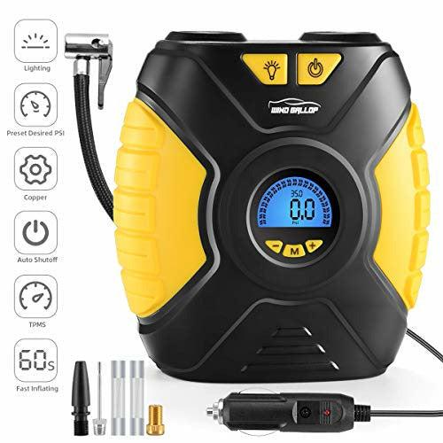 WindGallop Digital Car Tyre Inflator Air Tool Portable Air Compressor Car Tyre Pump Automatic 12V Electric Air Pump Tyre Inflation With Tyre Pressure Gauge Valve Adaptors Led Light 0