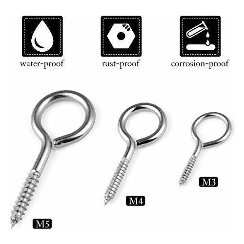 Loscrew 15Pcs(M3/M4/M5) Self Ring Screw Tapping Screw Sheep Circle Round Eye self Tapping Screw self Tapping Screw Ring Ring Hand Tightening Screw 4