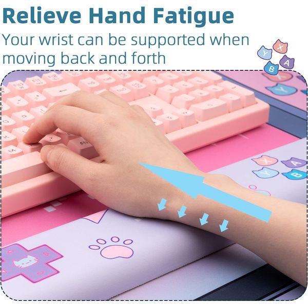GeekShare Cute Wrist Rest Support Mouse Pad Set- Non-Slip Rubber Base Desk Met and Lightweight Memory Foam Wrist Rest for Keyboard and Mouse, Perfect for Gaming, Writing, or Home Office Work 2