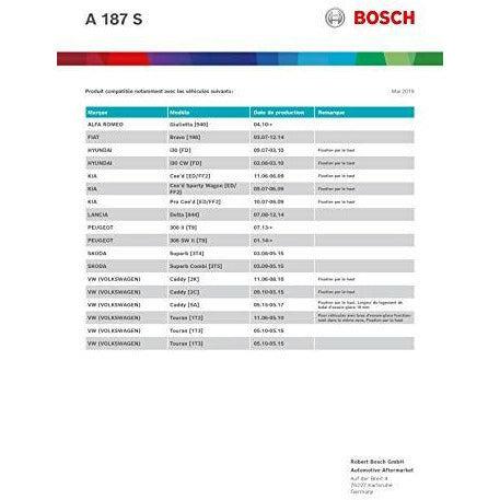 Bosch 3 397 007 187 wiper blade set Aerotwin A187S, length 600/450 mm 3
