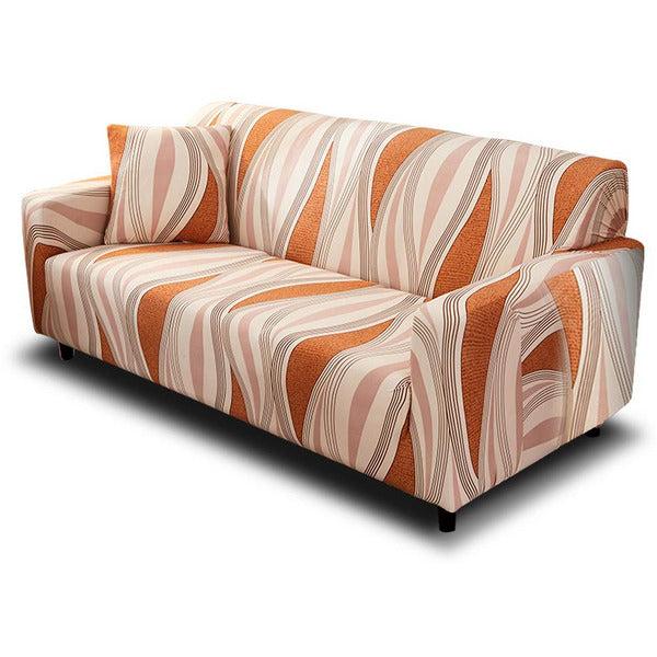 Hotniu 1-Piece Fit Stretch Sofa Covers - Polyester Spandex Printed Sofa Slipcovers - Furniture Cover/Protector for Armchair Couch with Elastic Bottom & Anti-Slip Foam (1 Seater, Orange Stripes)