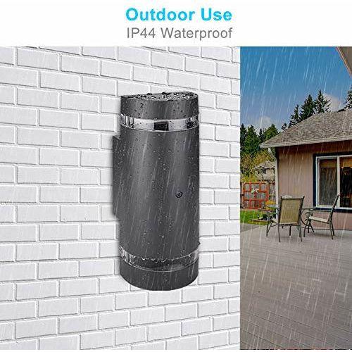 LASIDE Dusk to Dawn Outdoor Wall Lights, Max 35W GU10 Aluminium Up Down Outside Wall Lights, IP44 Waterproof Anthracite Grey Garden Lights for Front Door, Patio, Terrace, Hallway, Porch, Post, Garage 4