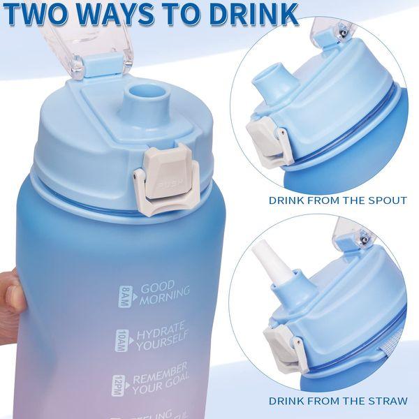 SHBRIFA 2 litre Bottle with Time Marker and Straw, Motivational Water Bottle with Handle, Leakproof BPA FREE for School, Gym, Outdoor, Fitness 3