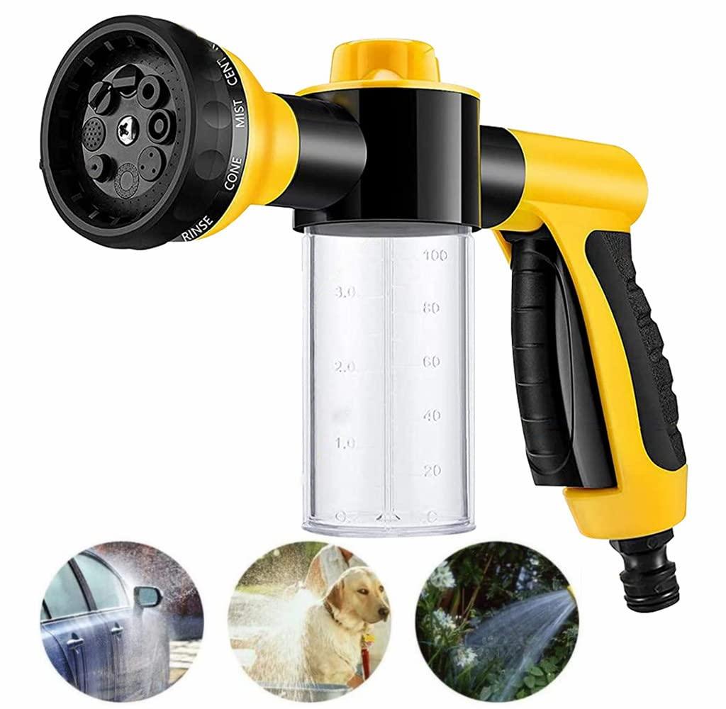 Foam Spray Nozzle for Garden Hose, High Pressure 8 Watering Pattern Foam Blaster - Car Water Gun Cleaning Tool for Watering Plants, Lawn, Patio, Car Wash, Cleaning, Showering Pet