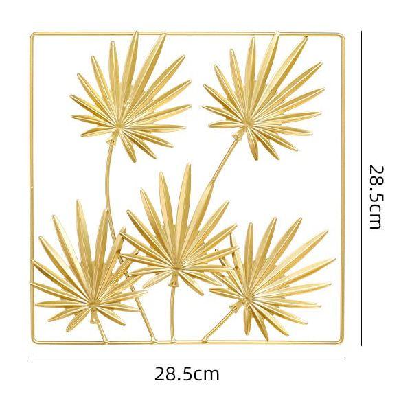 Hosoncovy Iron Leaf Metal Wall Art Home Decoration Metal Wall Hanging Decoration Wall Hanging Sculpture Wall Ornament Wall Picture for Home Living Room Bedroom (Palm Leaf, Square) 1