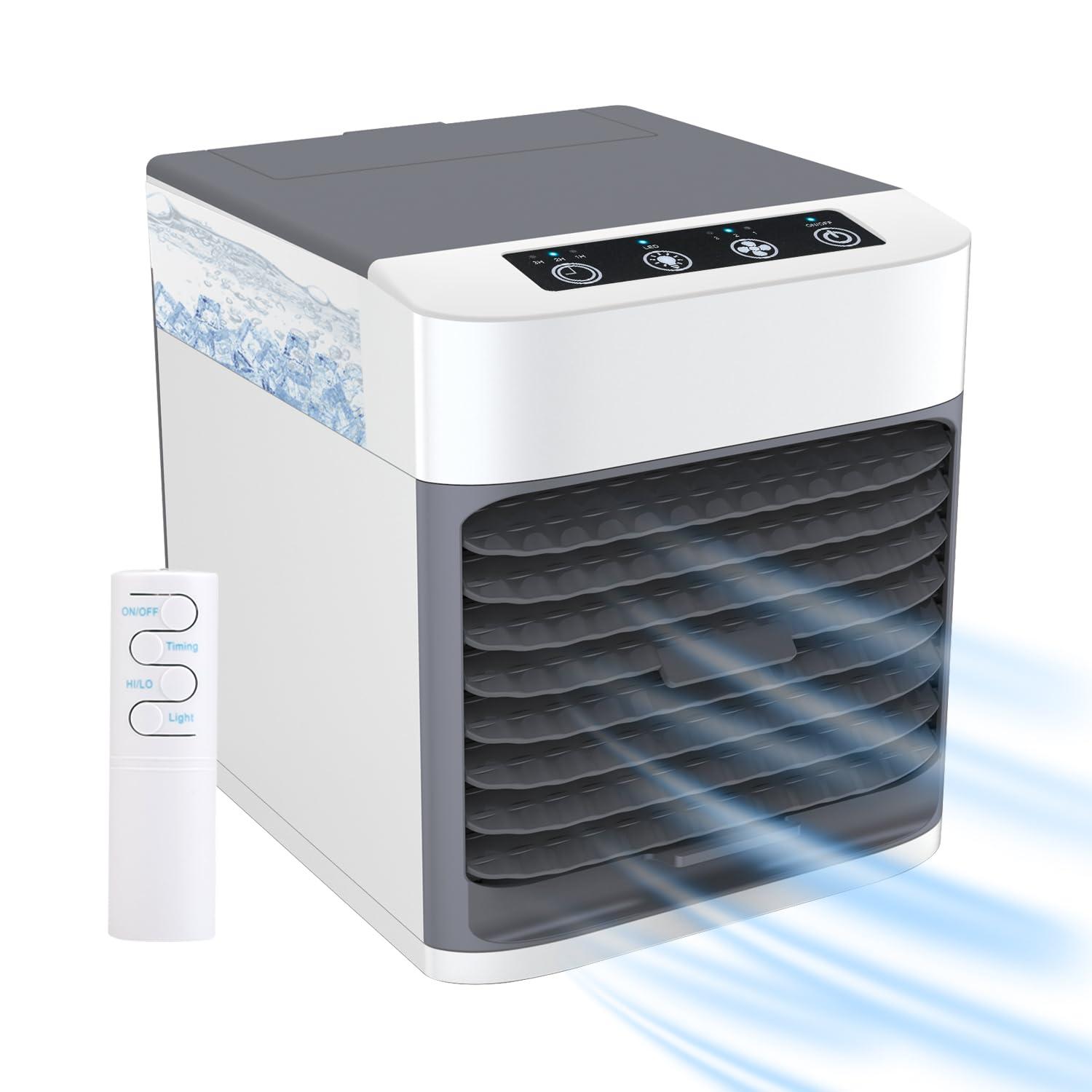 JingZhouYang Personal Portable Air Conditioner and Humidifier - Purifying Filter Cleanses Air of Bacteria and Dust Particles, Blue LED Night Light Feature, 3 Speed Levels for Every Situation 0