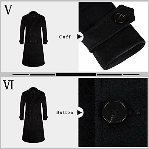 APTRO Mens Wool Coats Long Coats Thick Winter Jacket Elegant Outwear 80% Wool Trench Coat 1818 Black XXL 3