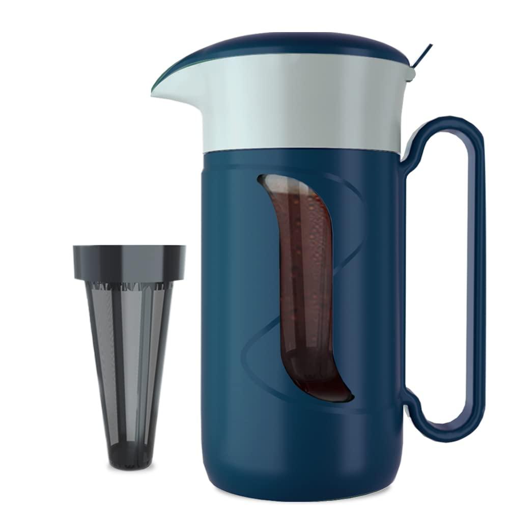 GOSOIT Cold Brew Coffee Maker Machine Tritan Iced Coffee Tea Maker Pitcher with Mesh Filter and Fruit Filter 51 oz Green