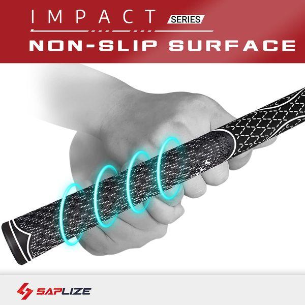 SAPLIZE 13 Golf Grips, Midsize, Multi-compound Hybrid Golf Club Grips, Black Color 2