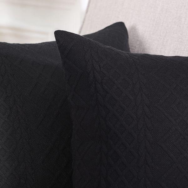 YAERTUN Pack of 2 Super Soft Decorative Throw Pillow Cases Square Cushion Covers Pillowcases for Couch Sofa Bedroom Car Modern Embossed Patterned,24 x 24 inch,Black 2