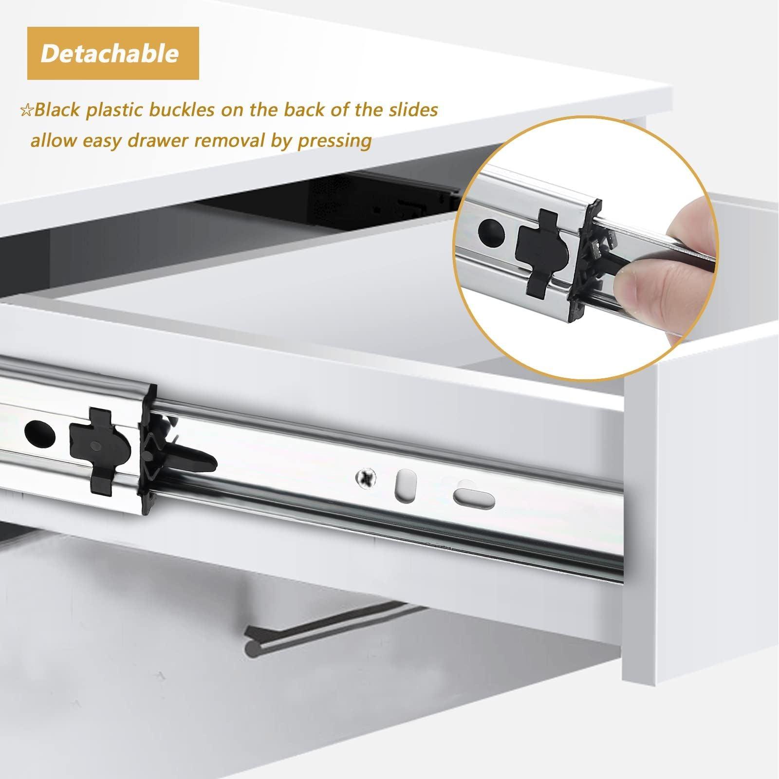 Furniware Soft Close Ball Bearing Drawer Runners, Full Extension 20 inch (500mm), 3 Folds Extension, Side Mount, Heavy Duty 45kg(100lb) Load Capacity,Silver Metal, 1 Pair (2 Pack) 4