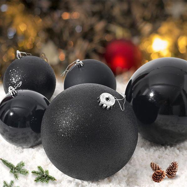 Benjia Extra Large Christmas Baubles, Giant Big Huge Xmas Shatterproof Plastic Ball Ornaments Set for Outdoor Outside Lawn Yard Tree Hanging Decorations Decor (15cm/150mm, 4 Packs, Black) 2