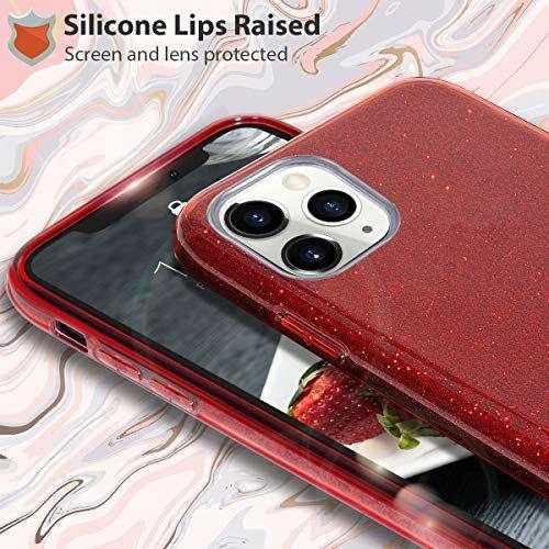 MATEPROX iphone 11 Pro Case Glitter Sparkle Sparkly Bling Cute,3 Layer Hybrid, Anti-Slick/Protective Case for iphone 11 Pro 5.8Inch-Red 4