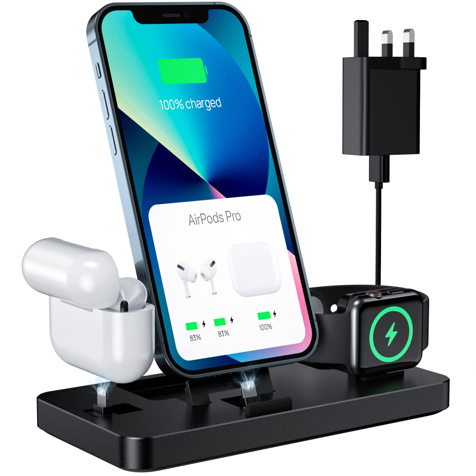 3 in 1 Apple Charging Station, Portable Apple Watch Charger Stand Foldable Charging Dock for iPhone 14/13/12/11 Pro Max/X/8/7/6S, iWatch Series, AirPods 0