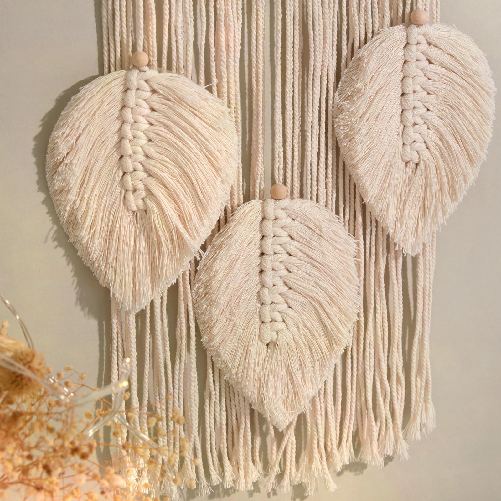 Nice Dream Macrame Dream Catcher Large Dream Catchers for Bedroom Boho Wall Hanging Decor with 3 Woven Feather Tassels Home Decoration Ornament 3