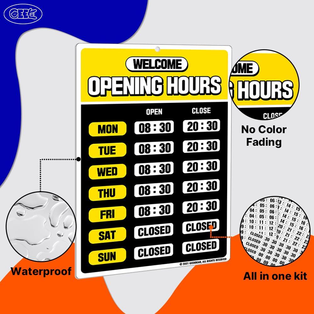 GEEKBEAR Opening Hours Sign (03. Pink) - Business Hours Sign - Store Hours Sign - Hours of Operation Signs for Business - Open Sign with Hours - Store or Office Hours Sign Changeable… 4