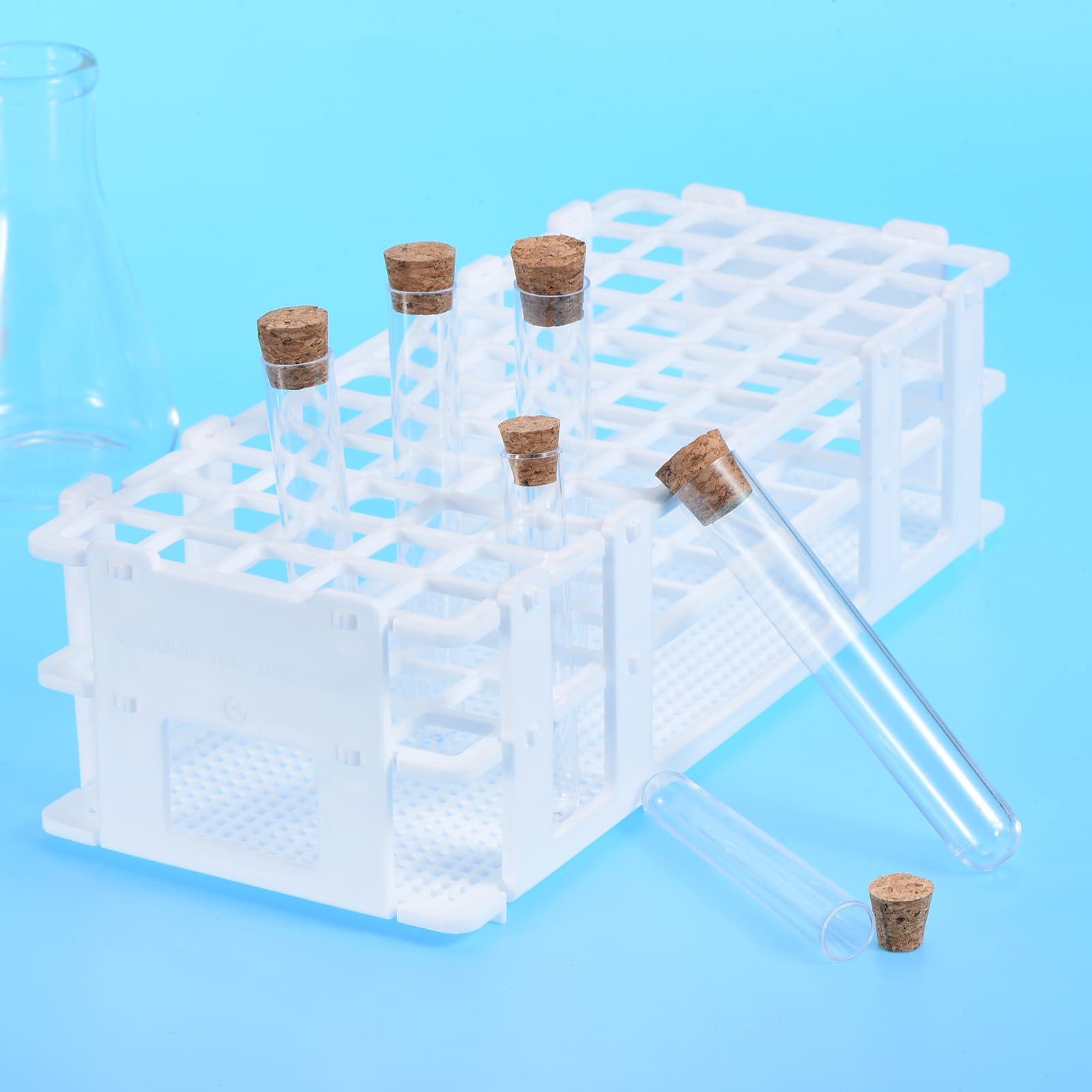 sourcing map Plastic Test Tube Rack Holder 60 Holes 3 Layers Lab Detachable Tube Holder White for 16mm Test Tubes, Pack of 3 4