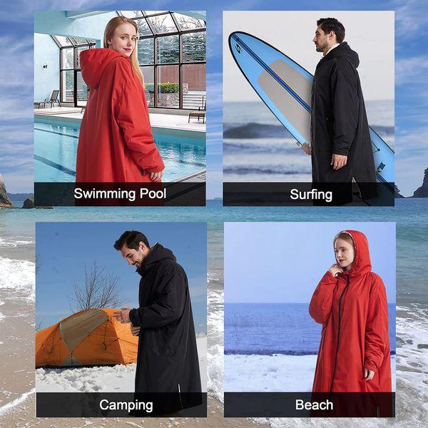 AONYIYI Unisex Adult Changing Robe with Fleece Fabric, Gifts for Women and Men, Windproof and Waterproof Changing Robe for Surfing and Swimming 2