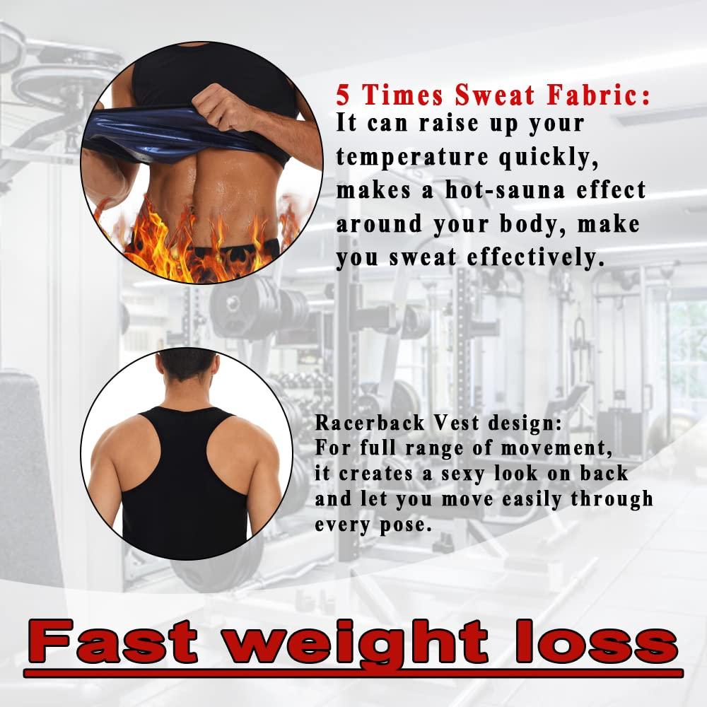 SEXYWG Sweat Vest for Men Workout Tank Tops Sauna Suit Weight Loss Shirt Gym Sport Fitness Body Shaper Waist Trainer 3