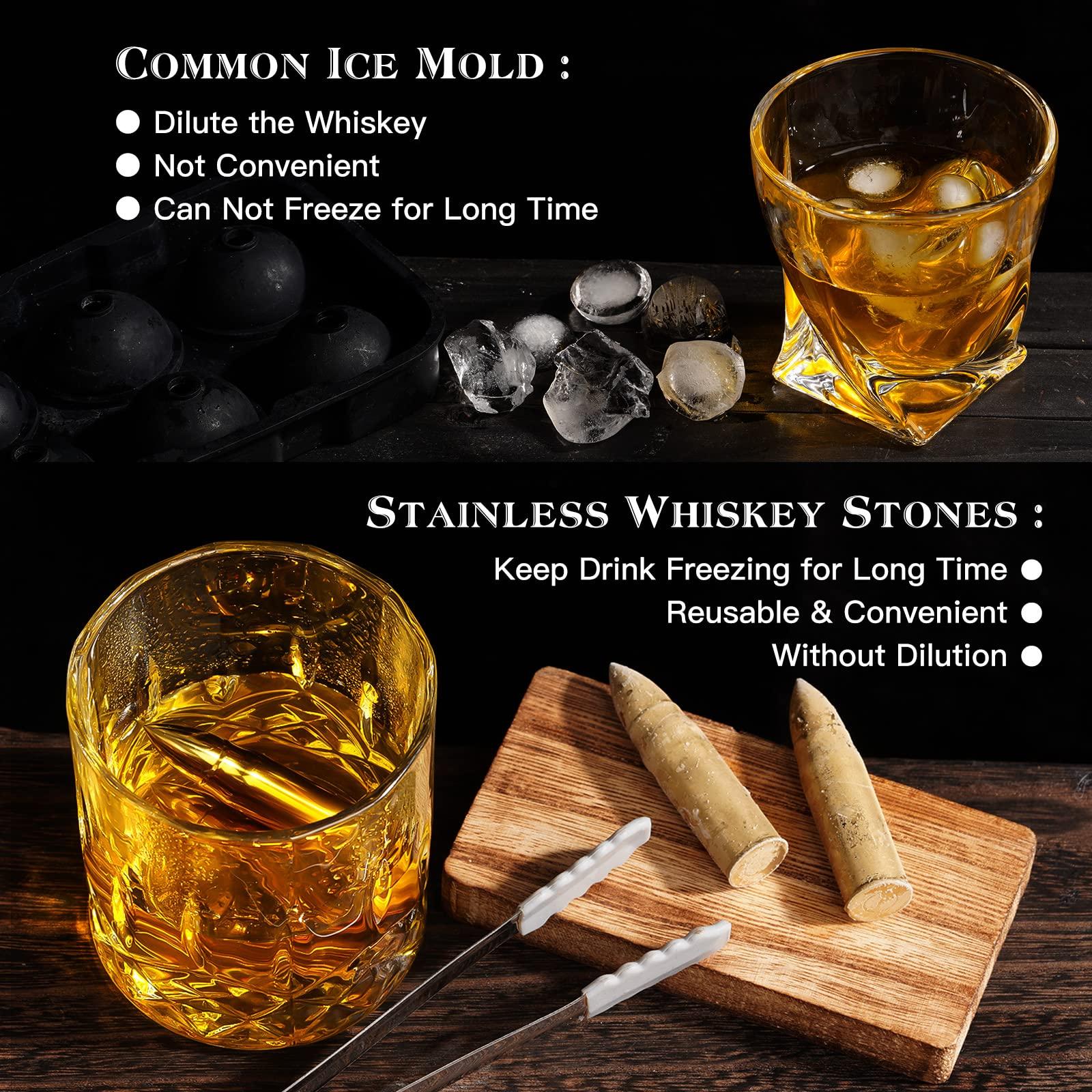 Whiskey Glasses Set Christmas Best Boss Gifts for Men Him, Mens Secret Santa Gifts for Mentor Leader Manager from Employee Coworkers, Xmas Whisky Gift Set with 6 Whisky Stones & 2 Whisky Glasses 3